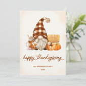 Herfst pompoen kabouters Thanksgiving Feestdagenkaart (Staand voorkant)