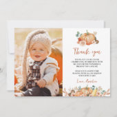 Herfst Pompoen Kinderen Verjaardag Foto Bedankkaar Bedankkaart (Voorkant)