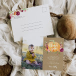 Herfst Pompoen Kinderen Verjaardagsfeestje Foto Be Briefkaart<br><div class="desc">Ontworpen om bij onze uitnodigingen voor het herfst pompoen verjaardagsfeestje te passen,  hebben deze bedankkaartjes een kraft achtergrond,  een illustratie van een pompoen in waterverf met een rustieke uitstraling,  een foto en een voorgedrukte boodschap van dank.</div>