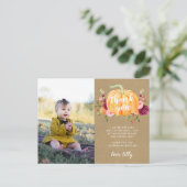 Herfst Pompoen Kinderen Verjaardagsfeestje Foto Be Briefkaart (Staand voorkant)