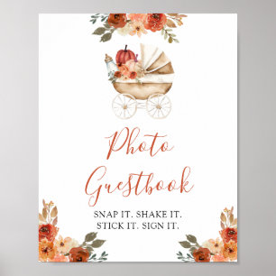 Herfst Pompoen Kinderwagen Baby Shower Foto Guestb Poster