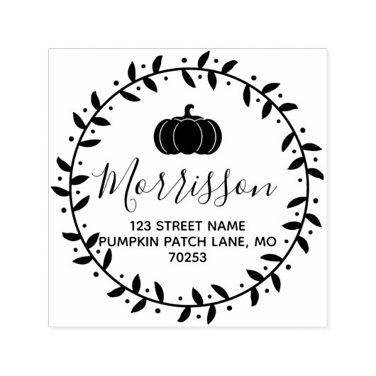 Herfst pompoen & krans gepersonaliseerd  zelfinktende stempel (Design)
