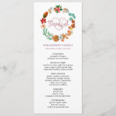 HERFST POMPOEN KRANS THANKSGIVING DINER MENU (Voorkant)