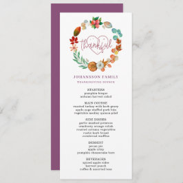 HERFST POMPOEN KRANS THANKSGIVING DINER MENU