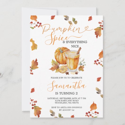 Herfst Pompoen Kruid & Alles Mooie 2e Verjaardag Kaart (Voorkant)