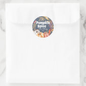 Herfst Pompoen Kruiden Herfst Donkerblauw Ronde Sticker (Tas)
