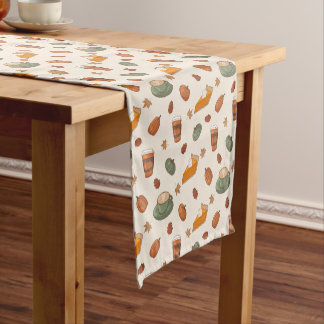 Herfst Pompoen Kruiden Herfst Patroon Tafel Runner Korte Tafelloper