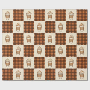 Herfst Pompoen Kruiden Koffie Plaid Cadeaupapier