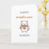 Herfst pompoen kruiden latte schattige kat thanksg kaart (Gele Bloem)