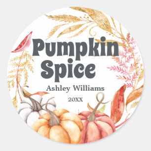 Herfst Pompoen Kruidenmix Wit Ronde Sticker