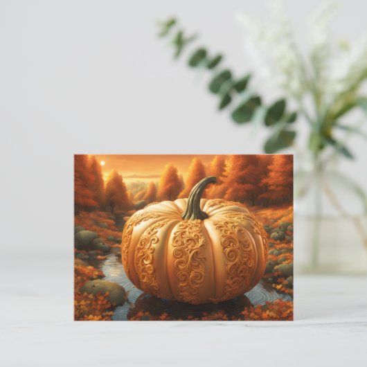 Herfst pompoen kunstwerk Briefkaart (Staand voorkant)