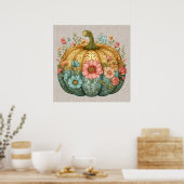 Herfst pompoen kunstwerk Poster (Keuken)