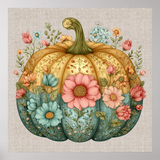 Herfst pompoen kunstwerk Poster (Voorkant)
