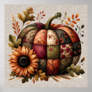 Herfst pompoen kunstwerk Poster