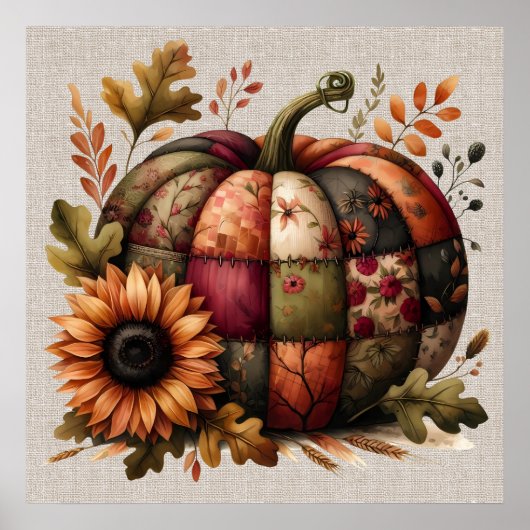 Herfst pompoen kunstwerk Poster (Voorkant)