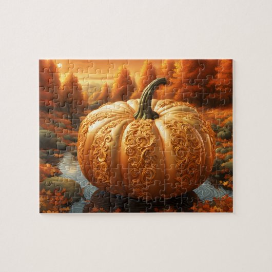 Herfst pompoen kunstwerk puzzel (Horizontaal)