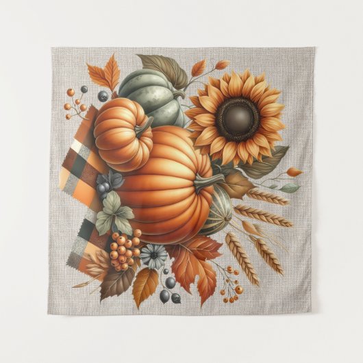 Herfst pompoen kunstwerk wandtapijt wandkleed (Voorkant (horizontaal))