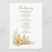 Herfst pompoen laat rustieke Thanksgiving diner Menu (Voorkant)
