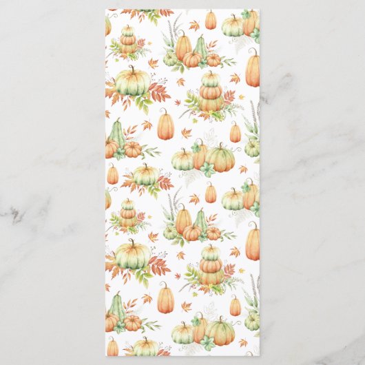 Herfst pompoen laat rustieke Thanksgiving diner Menu (Achterkant)