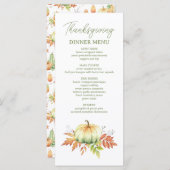 Herfst pompoen laat rustieke Thanksgiving diner Menu (Voorkant / Achterkant)