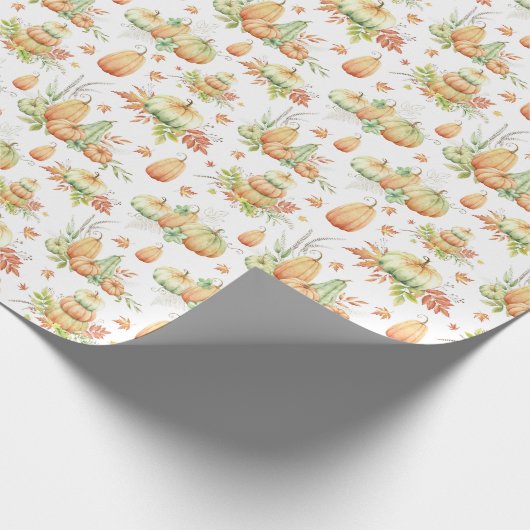 Herfst pompoen laat rustieke vakantie Thanksgiving Cadeaupapier (Hoek)