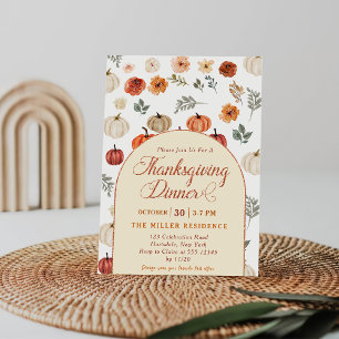 Herfst Pompoen Landelijke Thanksgiving-diner   Kaart