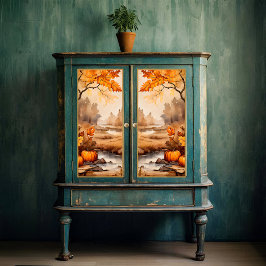 Herfst Pompoen Landschap Decoupage Print Tissuepapier