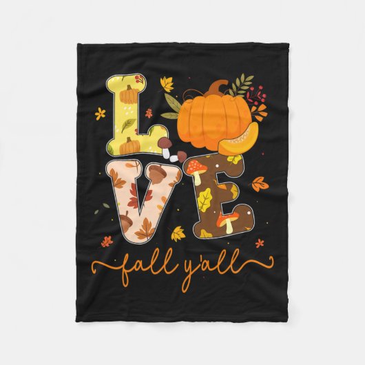 Herfst Pompoen Liefde Herfst Y'all Fall Leaves Vro Fleece Deken (Voorkant)