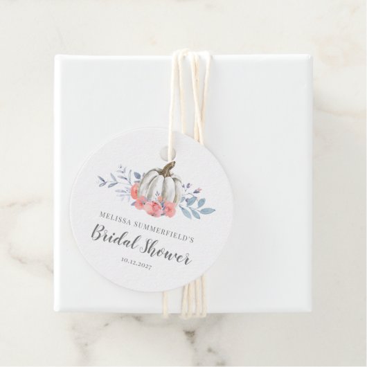 Herfst Pompoen Lila Rustiek Bloemen Vrijgezellenfe Bedankjes Labels (In situ)