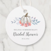 Herfst Pompoen Lila Rustiek Bloemen Vrijgezellenfe Bedankjes Labels (Voorkant)