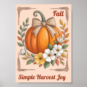 Herfst Pompoen Linnen Boog Wilde Bloemen Poster
