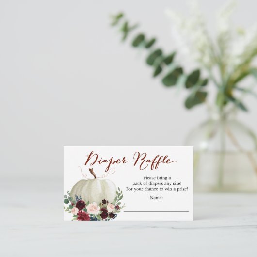 Herfst Pompoen Luier Raffle Baby shower Kaart (Staand voorkant)