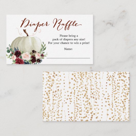 Herfst Pompoen Luier Raffle Baby shower Kaart (Voorkant / Achterkant)