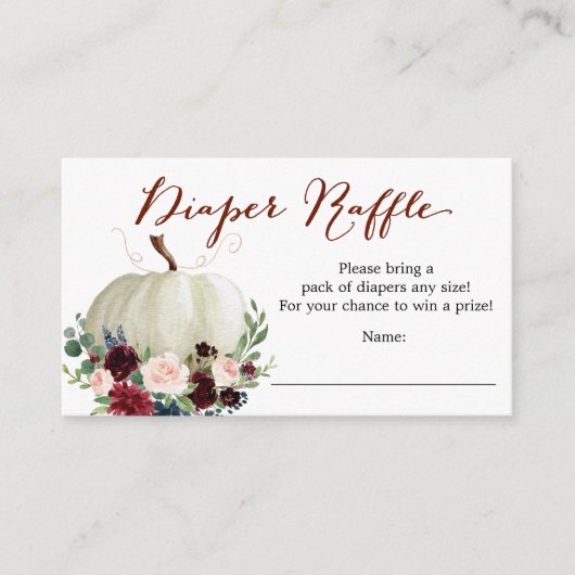 Herfst Pompoen Luier Raffle Baby shower Kaart (Voorkant)