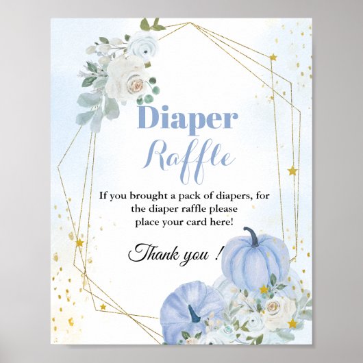 Herfst Pompoen Luier verloting Jongen baby shower  Poster (Voorkant)