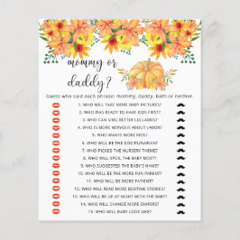 Herfst pompoen, mama of papa baby showers spel