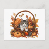 Herfst Pompoen Mand met Schattigee Katten Briefkaart (Voorkant)