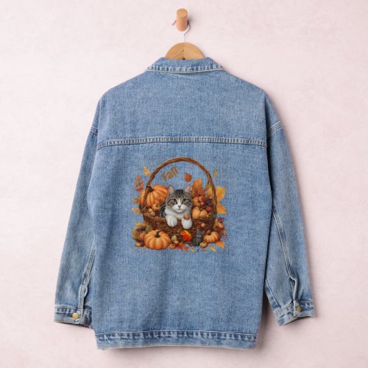 Herfst Pompoen Mand met Schattigee Katten Denim Jacket (Hangar)