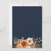 herfst pompoen marineblauwe thanksgiving diner kaart (Achterkant)