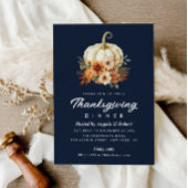 herfst pompoen marineblauwe thanksgiving diner kaart