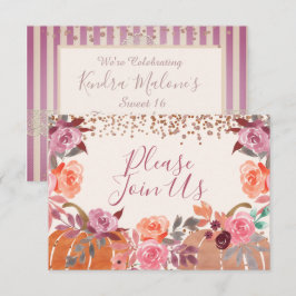 Herfst Pompoen Mauve Roze Bloemstuk Aangepast Kaart
