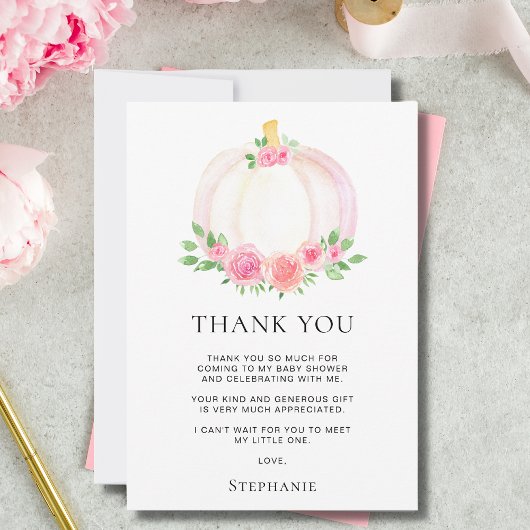Herfst Pompoen Meisje Baby shower Dank u Bedankkaart