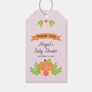 Herfst pompoen meisje Baby shower dank u Cadeaulabel