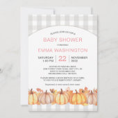 Herfst pompoen meisje baby shower uitnodiging (Voorkant)