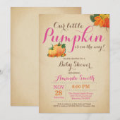 Herfst Pompoen Meisje Baby shower Uitnodiging (Voorkant / Achterkant)