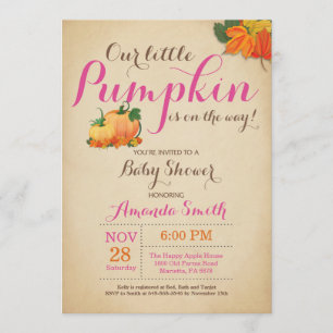 Herfst Pompoen Meisje Baby shower Uitnodiging