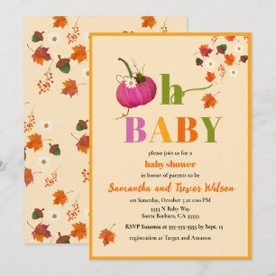 Herfst Pompoen Meisje Baby shower Uitnodiging