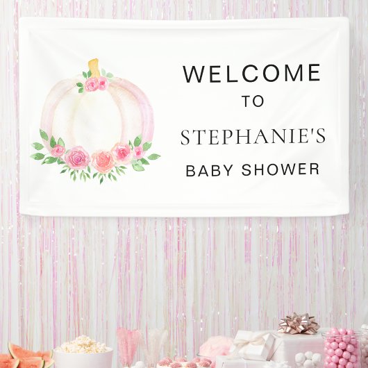 Herfst Pompoen Meisje Baby shower Welkom Spandoek