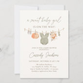 Herfst Pompoen Meisje Babykleding Baby shower Kaart (Voorkant)