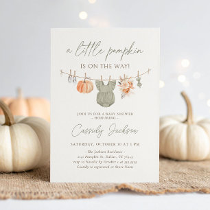 Herfst Pompoen Meisje Babykleding Baby shower Kaart